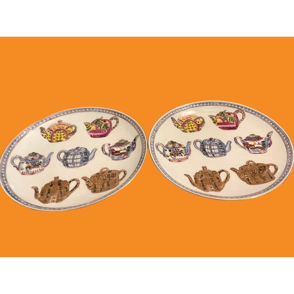 Vintage Teapot Plates Oriental Accent 10” (set of 2)